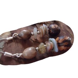 ♥ Material mix earrings ♥ Seeds, stone, mother of pearl