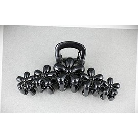 Perfect Hairstyle with Our Hair Accessories - Black Flower Hair Clip Claw Butterfly Clamp Floral Daisy Plumeria 4" Long Fashionable Hair Accessory Hair Jewelry Accessories for Lady Women