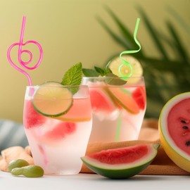 18PCS Reusable Straw,Curly Hard Plastic Straws,Party Drinking Straws Novelty for Kids,Multi-Shaped Colorful Silly Straws,Bendy Straws Party Decorations Supplies for Picnic,Camping,Party,Bendy strwas