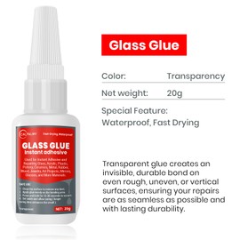 CALPALMY 2PCS Glass Glue, Acrylic Glue - 20g Clear Super Glue Used for Instant Adhesive and Repairing Glass, Acrylic, Plastic, Pottery, Ceramics, Metal, Mirrors, Jewelry, Art Projects, and More