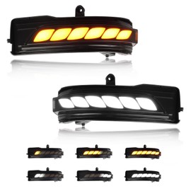 DYNVEX LED Sequential Switchback Side Mirror Marker Lights for Dodge Ram 1500 2019-2024 Blinker Indicator, [Newly Modern Upgrade] Smoked Lens White Daytime Running Light, Amber Turn Signal Light, 2PCS