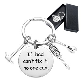 IUDWCG 1 Piece Hammer Wrench Screwdriver Key Ring Gift for Dad's Birthday Dad's Keychain Gift Ideas Father Holiday Gift from Daughter and Son, silver