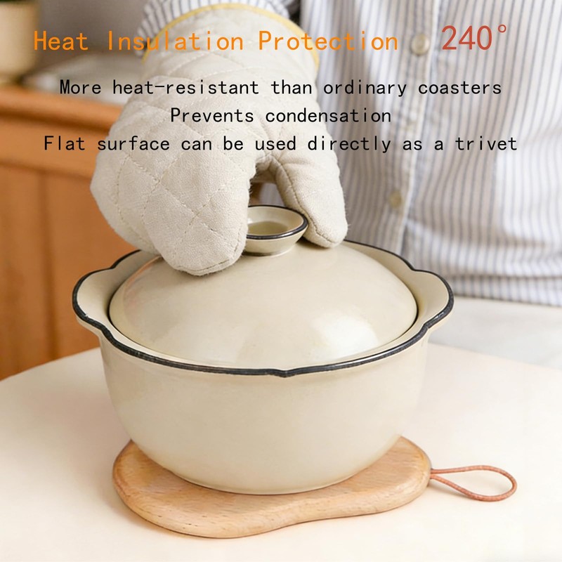 Natural Wooden Coasters, Pear-Shaped Heat Insulation Mats for Drinks, House