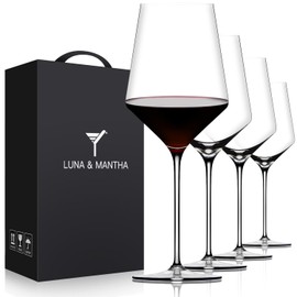 OJA Wine Glass Set of 4, 17 oz Hand Blown Premium Crystal Red White Wine Glasses With Long Stem, Large and Tall Wine Glass for Daily Use, Unique Wedding Anniversary or Birthday Gift