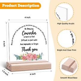 Coworker Leaving Gifts for Women Thank You Clear Desk Decorative Sign for Women Colleague Friends Work Bestie Employee Appreciation Gifts Goodbye Farewell Retirement Acrylic Sign With Wooden Stand