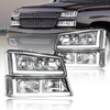 Fullux LED DRL Headlights Assembly fit 2003-2006 Chevy Silverado &