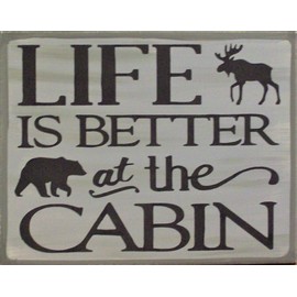 Southern Home Signs Life Is Better At The Cabin Rustic Primitive Distressed  Canvas Sign Home Decor