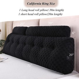 Gpround Wedge Headboard Pillows + A Long and Short Head Roll Pillows Bed Wedge Pillow for Headboard Large Bolster for Bed Backrest Pillows for Sitting in Bed