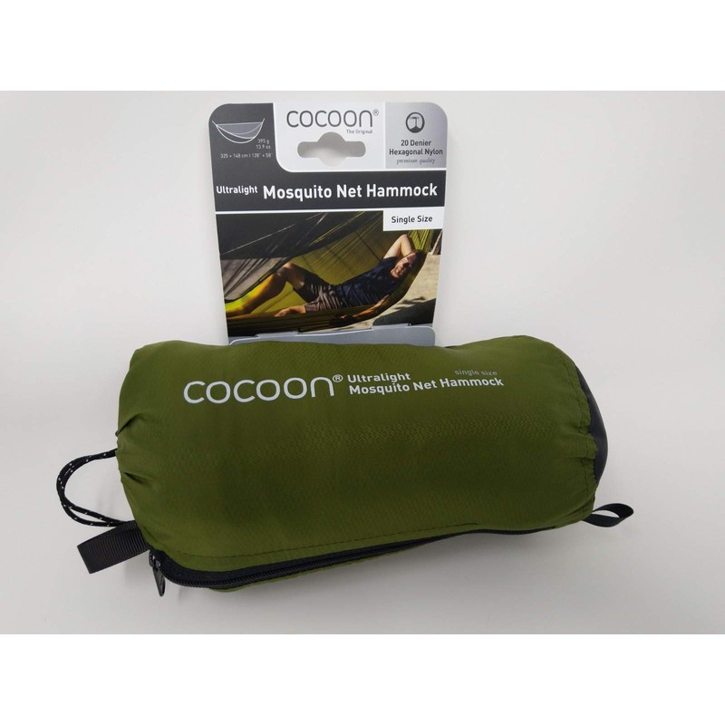 Cocoon Ultralight Mosquito Net Hammock, Single, Olive Green/Black