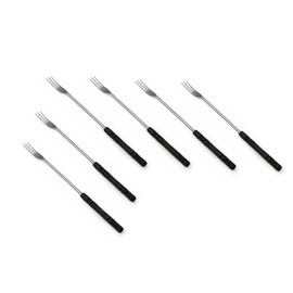Swissmar Cheese Fondue Forks – Set of 6 with Dark Wood Numbered Handles – Stainless Steel 3-Tine Curved Tips – Heat Resistant – 10” Long Fondue Forks for Cheese, Bread, & Entertaining