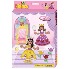 Hama Perlen 3444 Princess Gift Set with Approx. 2,000 Colourful Midi Iron-On Beads with Diameter 5 mm Pin Plate Including Ironing Paper Creative Craft Fun for Young and Old