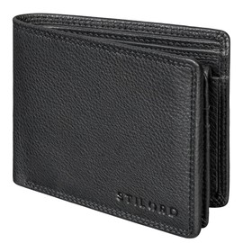 STILORD 'Edgar' Men's Leather RFID Protection Wallet for Men Vintage Genuine Leather Retro Bifold Wallet with NFC Reading Protection in Gift Box, black, coin purse