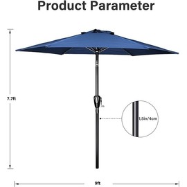 Simple Deluxe 2 Pack 9FT Outdoor Patio Umbrella Table Market Umbrella with Push Button Tilt and Crank, 8 Sturdy Ribs, UV Protection Waterproof for Garden, Lawn, Deck, Backyard, Pool, Blue