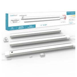 Leetdud Motion Activated Under Cabinet Lights Plug in,10 Inch 3 Pcs Hand Wave Motion Sensor ON/Off Dimmable, Ultra Thin 4000k Linkable Under Cabinet Lighting for Kitchen, Counter, Shelf, Desk, Sink