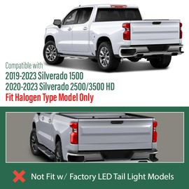 LQI Tail Light Assembly Rear Lights Tail Lamp Left Driver Side Compatible with Chevy Silverado 1500 2019-2023/Fit Silverado 2500HD 3500HD 2020-2023 for Halogen Model Only Red Lens 84554656, GM2800308