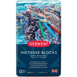 Derwent Inktense Bloques de 12 latas, juego de 12, bloque de 8 mm, textura suave, soluble en agua, ideal para acuarela, dibujo, colorear, manualidades y pintura en papel y tela, calidad profesional (2300442)
