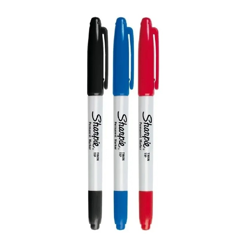 3 Marcador Permanente Sharpie Doble Punta Negro/azul/rojo