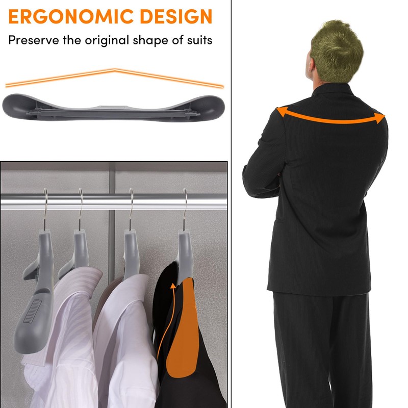 DEDU Suit Hangers for Men 20 Pack, Grey Coat Hangers