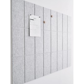 VIVELDA Large Cork Board for Office -Pack of 24- Black Felt Board Alternative - Felt Bulletin Board Tiles for Office Wall Decor, Push pin Board Wall Organizer for Office (Marble White)