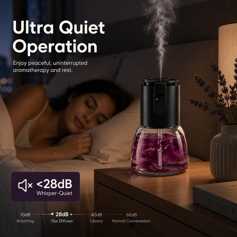 KIMWUVI Waterless Essential Oil Diffuser, Rechargeable, 3 Mist Modes
