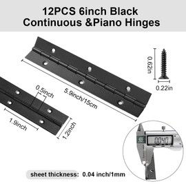 Piano Hinge 48 Inch x 1.2 Inch Heavy Duty Stainless Steel Black Continuous & Piano Hinges for Cabinets Boat Marine Door, 0.04" Leaf Thickness 1.2'' Open Width
