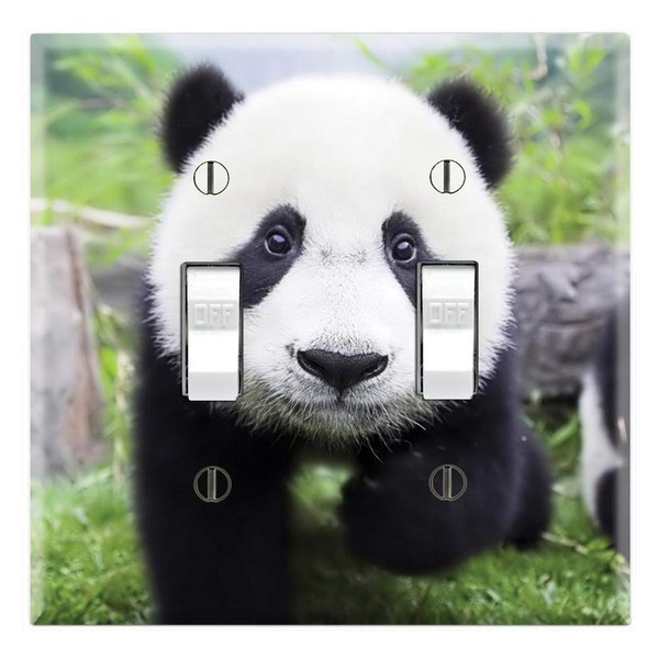 Graphics Wallplates - Cute Panda - Dual Toggle Wall Plate Cover