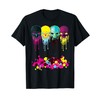 Paint Drip Neon Melting Evil Skull Face T-shirt, Zany Brainy