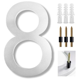 8 Inch Large Floating House Number and Letters Address Strong Sliver Acrylic, Sliver Modern Anti-Rust House Numbers with Nail Kits for Door Garden Mailbox Decor Visibility Signage (8)