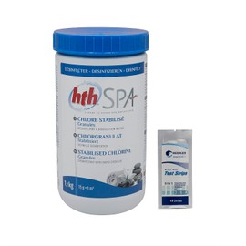 HTH Spa Chlorine Stabilised Granules - 1.2kg | Chlorine Shock Stabilised - Shock Disinfection - Fast Resolution + 10 HPS Tests Free 6 in 1