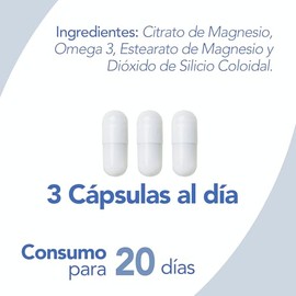 MAGNESIO CITRATO | NatGel Citrato de Magnesio con Omega 3 | Cápsulas Veganas Vcaps® de 1 g | Alta Absorción – Apoyo Muscular, Nervioso y Cardiovascula