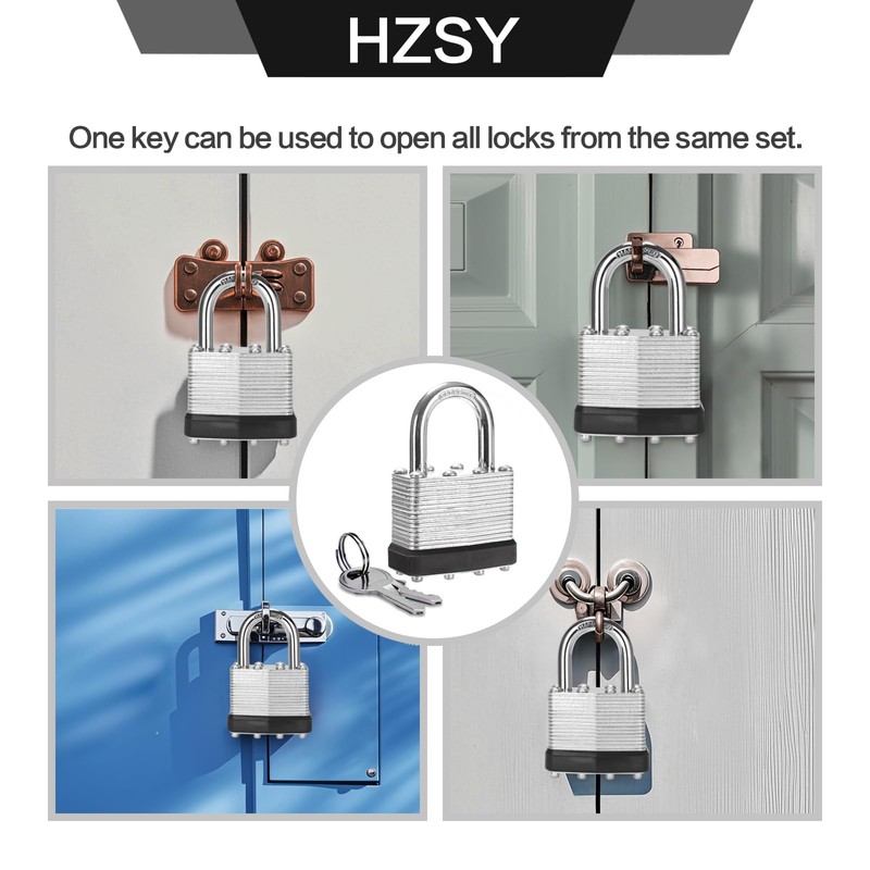 Padlocks Keyed Alike, Pack of 24, Laminated Steel Keyed Lock
