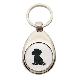 Huuraa Black Labrador Retriever Keyring Black Labi Comic Gift Shopping Trolley Token Black Labrador Retriever Gift Idea, metal, Unit size