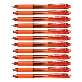 Pentel EnerGel-X Retractable Liquid Gel Pen (0.5mm) Needle Tip, Fine Line, Orange Ink, Box of 12 (BLN105-F)
