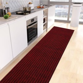 LITA Customized Size 2ft~82ft Runner Rug Indoor Outdoor Rug Utility Carpet Runner, Area Rugs with Non-Slip Rubber Backing for Hallway Kitchen Balcony Garage Stair Laundry, Christmas Red, 3' x 4'