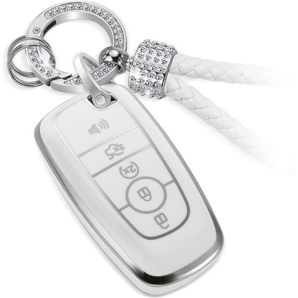 CTRINEWS for Ford Key Fob Cover with Luxury Diamond Braided