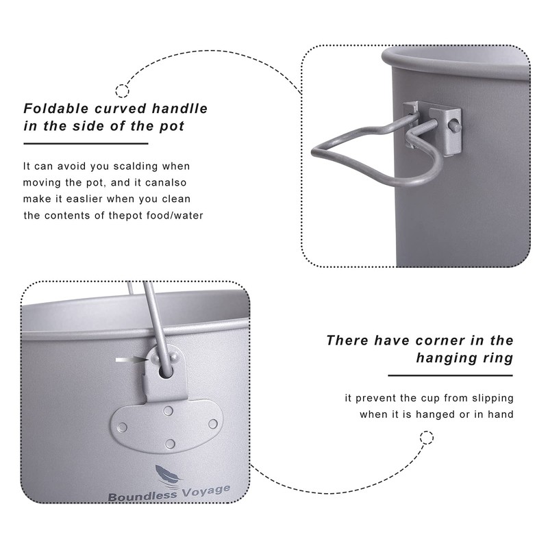 Boundless Voyage 2900 ml Titanium Pot Pan Set with Large