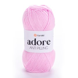 1 Skein YarnArt Adore, Antipilling Yarn, 100% Antipilling Acrlylic, 100 g (3.5 oz), 280 m (306 yd), 3 : Light-DK, Baby Pink - 338