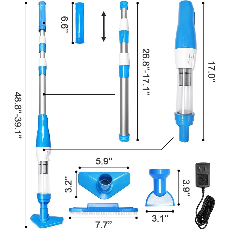 Afras Industries Rechargeable Cordless Electric Vacuum Cleaner for Pool and
