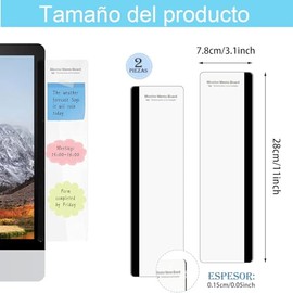 2 Piezas Tablero de Notas Acrílico para Monitor de 11", Portanotas para Computadora, Panel Lateral Izquierdo y Derecho para Escritorio de Oficina en Casa