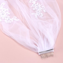 Chanaco 2Pcs Bride to Be Sash Bachelorette Party Accessories Bridal Shower Favors Wedding Engagement Decorations White Lace Veil with Comb and Pearls Sash