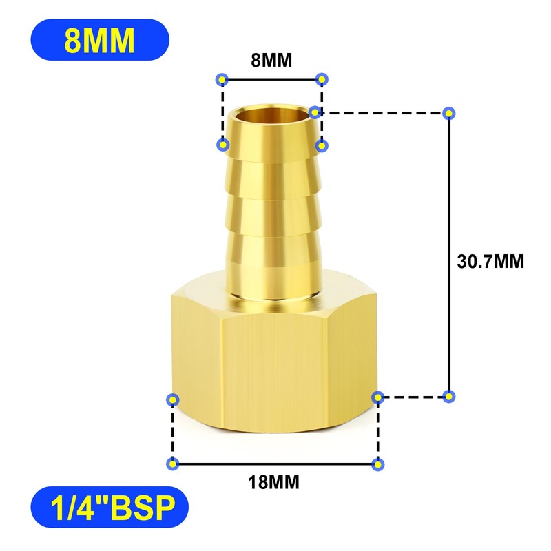 TAILONZ PNEUMATIC 8 mm OD Barb x 1/4 Inch BSP