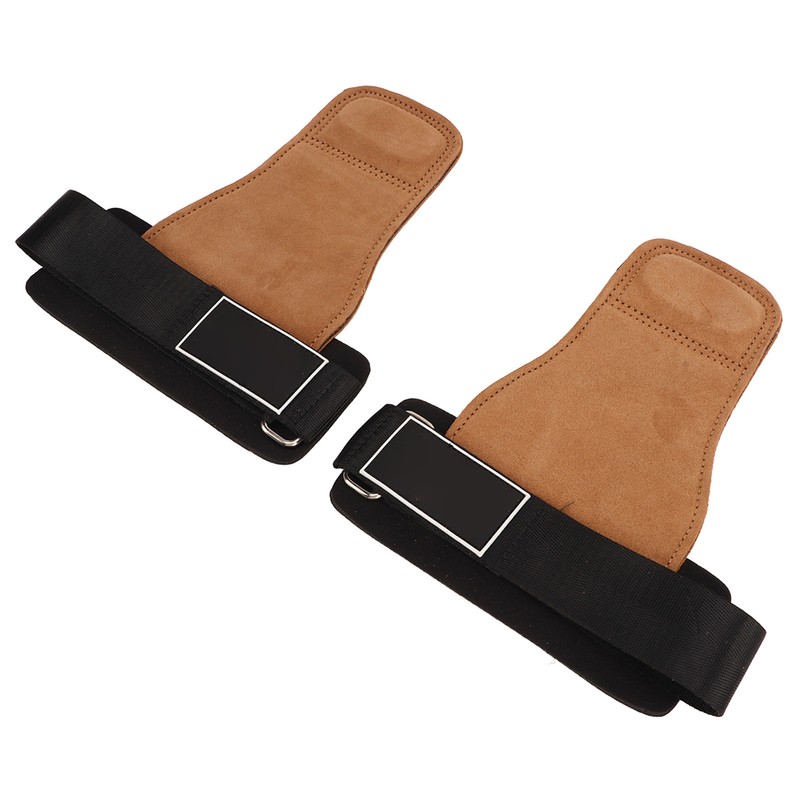 2PCS Weight Lifting Grips with Wrist Straps Cowhide SBR Full