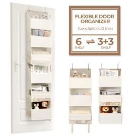 GRANNY SAYS Over The Door Organizer, 6-Shelf Detachable Behind the Door Storage with 8 Pockets, Waterproof Anti Tilt 40lb Large Capacity Hanging Organizer for Nursery, Kids Room, Bedroom, Beige