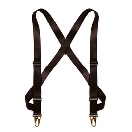 CONLIKE Leather Suspenders for Men Heavy Duty Braces Adjustable X Back Mens Gallus Suspenders Big and Tall with Strong Metal Hooks, Brown