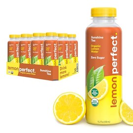 Lemon Perfect Sunshine Tea, Half Flavored Lemon Water (Original Lemon) & Half Iced Tea, Organic, Zero Sugar, Healthy Hydration Drinks, 15.2 fl oz Bottles (12-Pack)