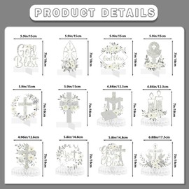Baptism Centerpieces for Tables: 12pcs Baptism Decorations First Communion Centerpieces for Tables God Bless Confirmation Decorations First Holy Communion Honeycomb Centerpieces
