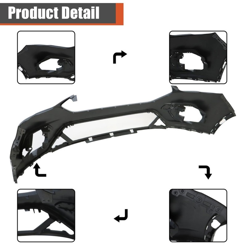 labwork Front Bumper Cover without Sensor Holes Replacement for 2017-2019