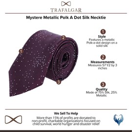 Trafalgar Men's Mystere Metallic Star Light Silk Necktie, Red with Silver