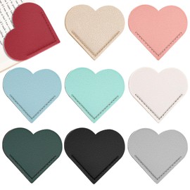 kdafio 9 Pcs Leather Heart Bookmarks, Cute Heart Bookmark Corner Page Book Marks Book Accessories for Women Teachers Students School Office Home Supplies