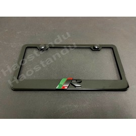 License Plate Frame Shop 1x Black R-SPORT LOGO 3D Emblem BLACK Stainless License Plate Frame RUST FREE